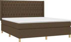 vidaXL Κρεβάτι Boxspring με Στρώμα Σκούρο Καφέ 180x200 εκ Υφασμάτινο