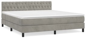 vidaXL Κρεβάτι Boxspring με Στρώμα Ανοιχτό Γκρι 180x200 εκ. Βελούδινο