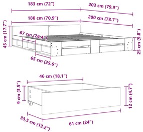 ΠΛΑΙΣΙΟ ΚΡΕΒΑΤΙΟΥ ΜΕ ΣΥΡΤΑΡΙΑ ΜΑΥΡΟ 180X200 ΕΚ ΕΠΕΞΕΡΓ. ΞΥΛΟ 3280728