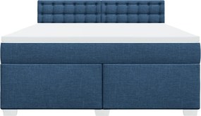 vidaXL Κρεβάτι Boxspring με Στρώμα Μπλε 180x200 εκ. Υφασμάτινο