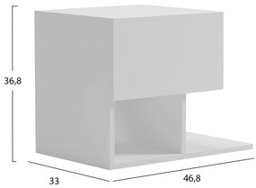 Κομοδίνο Caspian Μελαμίνη Σε Λευκό 46,8x33x36,8Υεκ