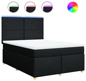 vidaXL Κρεβάτι Boxspring με Στρώμα Μαύρο 140x190 εκ. Υφασμάτινο