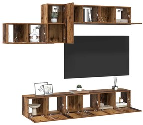 vidaXL Σετ επίπλου τηλεόρασης 7 pcs Παλαιό ξύλο 60 x 30 x 30 cm