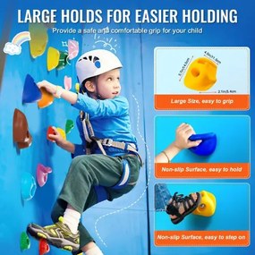 VEVOR 32 Rock Climbing Holds Climbing Rocks with Colored Climbing Rope Hardware