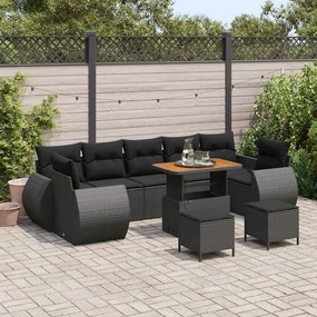 vidaXL Σετ Καναπέ Κήπου 10 pcs Μαύρο συνθετικό ρατάν