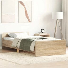 vidaXL Πλαίσιο Κρεβ. Χωρ. Στρώμα Sonoma Δρυς 90x200 εκ. Επεξ. Ξύλο