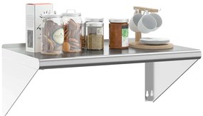 vidaXL Ράφι Τοίχου Ασημί 75x45x31 εκ. Ανοξείδωτο Ατσάλι