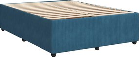 vidaXL Κρεβάτι box spring με στρώμα Μπλε 140 x 200 cm Βελούδο