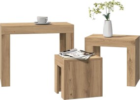 vidaXL Τραπεζάκια Ζιγκόν 3 τεμ. Αρτισιανή Δρυς από Επεξεργασμένο Ξύλο