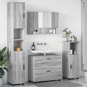vidaXL Σετ Επίπλων Μπάνιου με ράφι 4 pcs Γκρι sonoma 30 x 35 x 192 εκ.