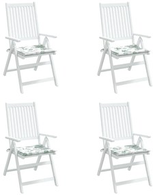 vidaXL Μαξιλάρια Καρέκλας 4 τεμ. Σχέδιο Φύλλων 40x40x3 εκ. Υφασμάτινα