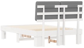 vidaXL Σκελετός Κρεβατιού με Επενδεδυμένο Κεφαλάρι Ανοιχτό γκρι