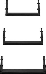 vidaXL Ράφι Τοίχου Επιτοίχιο με αποθήκευση 3 pcs Μαύρη Οξυά