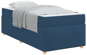 vidaXL Σκελετός Κρεβατιού με στρώμα Μπλε 90 x 190 cm ύφασμα