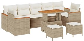 vidaXL Σετ Καναπέ Κήπου 10 pcs Μπεζ 90 x 55 x 71 cm Πολυ ράταν