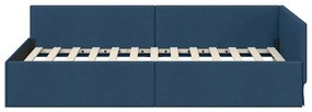vidaXL Κρεβάτι Γωνίας Μπλε 90 x 190 cm Ύφασμα και Έργο ξύλου