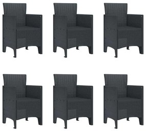 vidaXL Σέτ φαγητού για κήπο 7 pcs Ανθρακί Rattan Polt