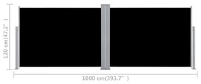 Σκίαστρο Πλαϊνό Συρόμενο Μαύρο 120 x 1000 εκ. - Μαύρο