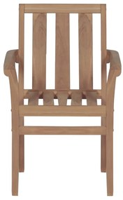 vidaXL Καρέκλες Κήπου 2 τεμ. Μασίφ Ξύλο Teak με Φωτ. Πράσινα Μαξιλάρια