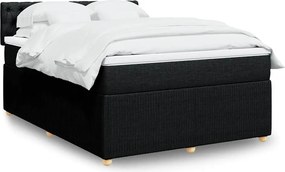 vidaXL Κρεβάτι Boxspring με Στρώμα Μαύρο 140x200 εκ. Υφασμάτινο