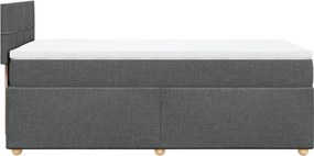 vidaXL Κρεβάτι Boxspring με Στρώμα Σκούρο Γκρι 90x190 εκ. Υφασμάτινο