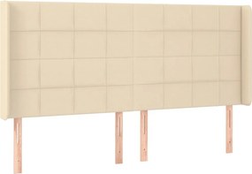 vidaXL Κρεβάτι Boxspring με Στρώμα &amp; LED Κρεμ 160x200 εκ. Υφασμάτινο
