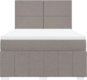 vidaXL Κρεβάτι Boxspring με Στρώμα Taupe 140x190 εκ. Υφασμάτινο