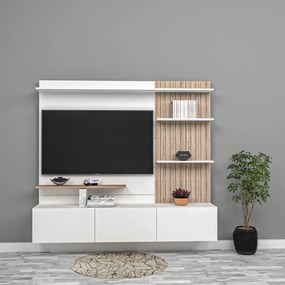 Stewehome Έπιπλο τηλεόρασης με ράφι από mdf Λευκό 70x24x10 cm