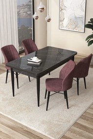 Dining Table &amp; Chairs Set (5 Pieces) Arp - Black Marble, Dusty Rose Black Marble
Dusty Rose