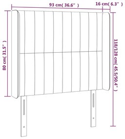 Κεφαλάρι Κρεβατιού LED Ανοιχτό Γκρι 93x16x118/128εκ. Βελούδινο 3124322