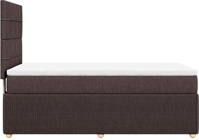 vidaXL Κρεβάτι Boxspring με Στρώμα Σκούρο Καφέ 90x190 εκ. Υφασμάτινο