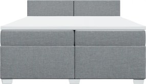 vidaXL Κρεβάτι Boxspring με Στρώμα Ανοιχτό Γκρι 200x200 εκ. Υφασμάτινο