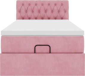 vidaXL Οθωμανικό κρεβάτι με στρώμα ροζ 80x200cm Velvet