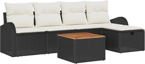 vidaXL Σετ Καναπέ Κήπου με μαξιλάρι 6 pcs Μαύρο Πολυ ράταν
