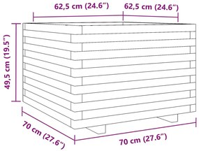 Ζαρντινιέρα Κήπου Λευκή 70x70x49,5 εκ. από Μασίφ Ξύλο Πεύκου - Λευκό