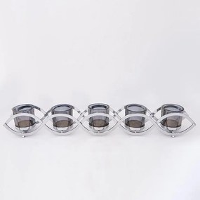 Κηροπήγιο Ρεσώ Μεταλλικό Με Γυαλί 752-24037 54x8x8cm Grey-Chrome Estheti Home Μέταλλο,Γυαλί