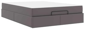 vidaXL Σκελετός κρεβατιού με στρώμα Γκρι 160 x 200 cm Τεχνητό δέρμα