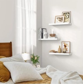 Stewehome Σετ 3 τεμαχίων λευκών επιτοίχιων ραφιών από μοριοσανίδα Λευκό 50x12x18 cm