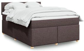 vidaXL Κρεβάτι Boxspring με Στρώμα Σκούρο Καφέ 140x200 εκ Υφασμάτινο