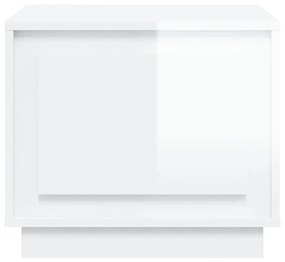 Τραπεζάκι Σαλονιού Γυαλ. Λευκό 51x50x44 εκ. Επεξεργ. Ξύλο - Λευκό