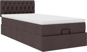 vidaXL Οθωμανικό κρεβάτι με στρώμα σκούρο καφέ 90x190cm ύφασμα