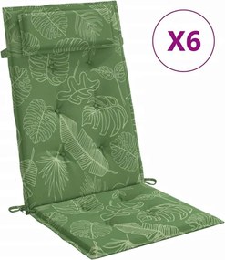 vidaXL Μαξιλάρια Καρέκλας με Ψηλή Πλάτη 6 τεμ. Σχ. Φύλλα Ύφασμα Oxford