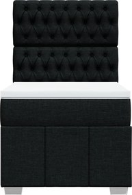 vidaXL Κρεβάτι Boxspring με Στρώμα Μαύρο 90x190 εκ.Υφασμάτινο