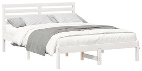 vidaXL Σκελετός Κρεβατιού Λευκό 140 x 190 cm Συμπαγές ξύλο πεύκου