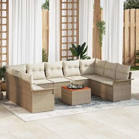 vidaXL Σετ Καναπέ Κήπου με μαξιλάρι 10 pcs Μπεζ, Κρέμα 55 x 55 x 37 εκ