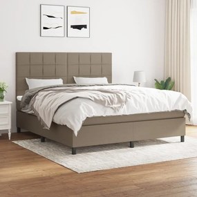 Κρεβάτι Boxspring με Στρώμα Taupe 160x200 εκ. Υφασμάτινο - Μπεζ-Γκρι