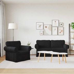 vidaXL Σετ Καναπέ 2 pcs Μαύρο 175 x 82 x 80 εκ ύφασμα