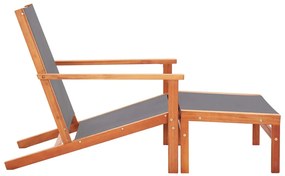 vidaXL Πολυθρόνα Κήπου + Υποπόδιο Γκρι Μασίφ Ξύλο Ευκαλύπτου/Textilene