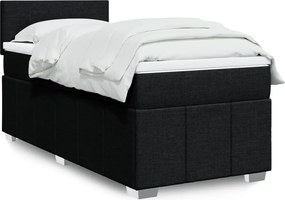 vidaXL Κρεβάτι Boxspring με Στρώμα Μαύρο 100 x 200 εκ. Υφασμάτινο