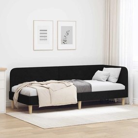 vidaXL Κρεβάτι Γωνίας Μαύρο 80 x 200 cm ύφασμα